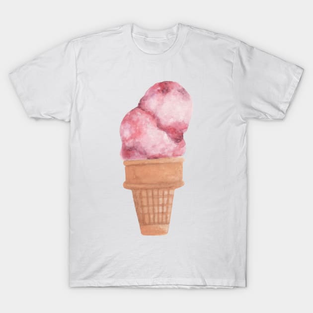 Waffle ice cream watercolor T-Shirt by GinaaArts